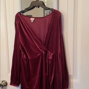 Burgundy velour dress